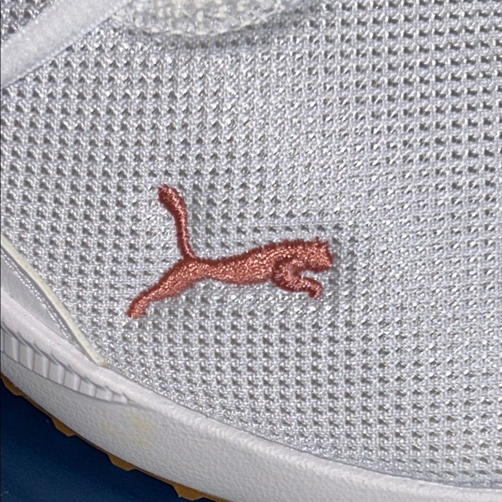 Puma Women’s White and Rose Gold Web Knit Soft Foam Slip On Sneakers - Picture 9 of 11